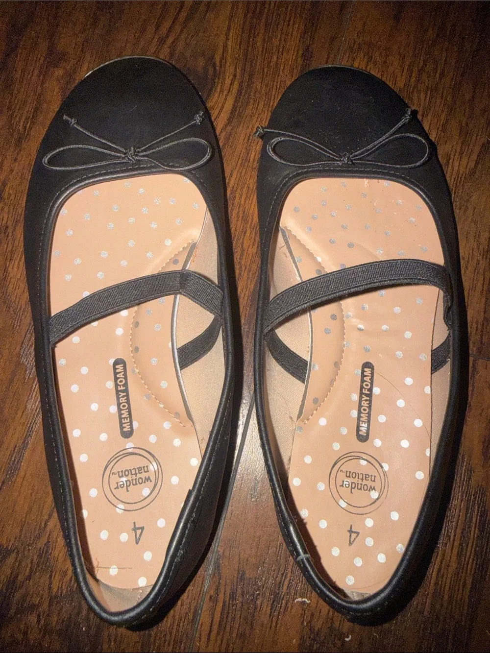 Wonder Nation Girls Bow Ballet Dress Shoes